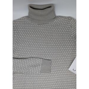 Magaschoni Womens XS Knit Turtleneck Sweater Grey Heather/Ivory‎ Stretch NWT